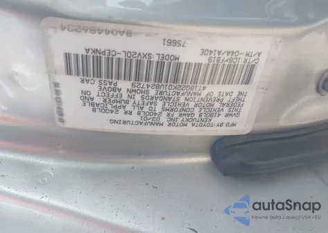 2001 Toyota Camry Le from USA, damaged, VIN 4T1BG22K01U824729